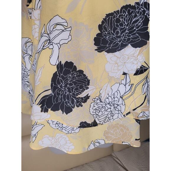 Liz Claiborne Blouse Yellow/Black/White Sleeveless V Neck Sz M - Picture 5 of 6